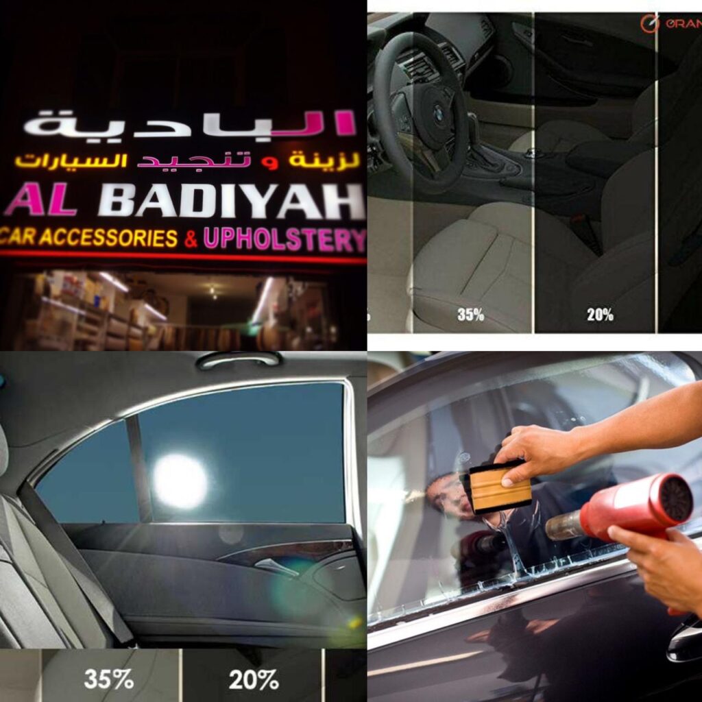 car window tinting at the shop AlBadiya in Abu Dhabi