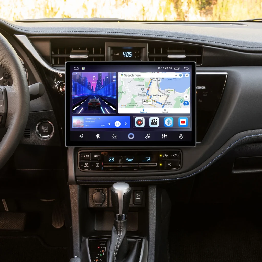 The 2018 Toyota RAV4 features a top-class touchscreen, enhancing user experience and functionality in the vehicle's interior.